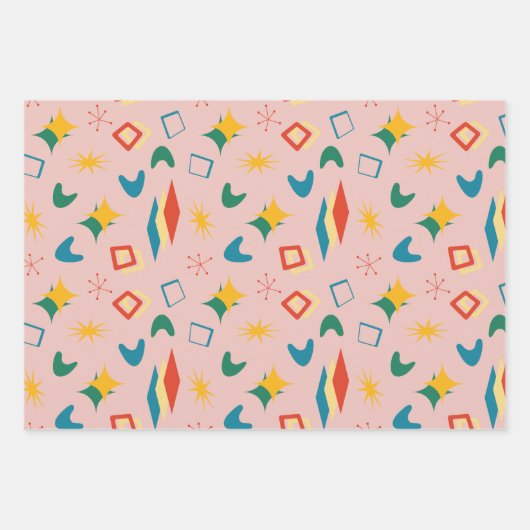 Moderne Formen - Retro-Mod, atomisch, mittelalterl Geschenkpapier Set (Vorderseite 3)