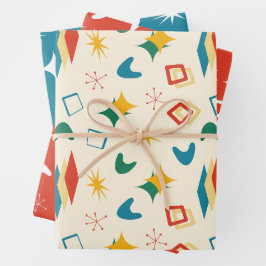 Moderne Formen - Retro-Mod, atomisch, mittelalterl Geschenkpapier Set