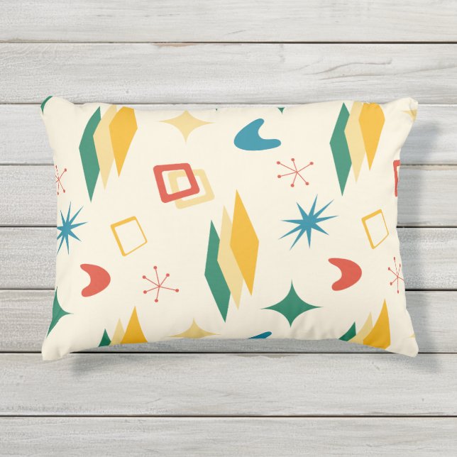 Moderne Formen - Retro-Mod, atomisch, mittelalterl Kissen Für Draußen (Vorderseite)