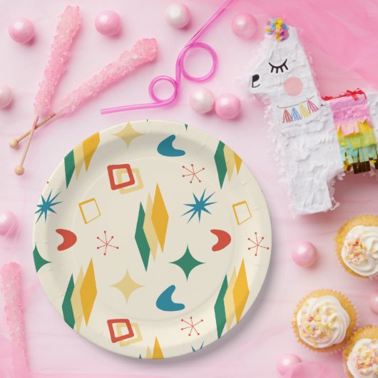 Moderne Formen - Retro-Mod, atomisch, mittelalterl Pappteller (Party)