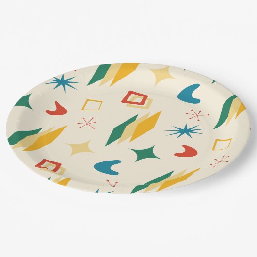 Moderne Formen - Retro-Mod, atomisch, mittelalterl Pappteller (Schrägansicht)