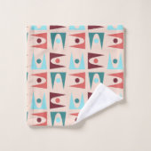 Moderne Formen Türkis, Rost Badhandtuch Set (Waschlappen)