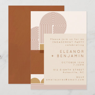 Moderne Formen und Line Terracotta Engagement Part Einladung