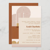 Moderne Formen und Linie Terracotta Bat Bar Mitzva Einladung (Vorne/Hinten)