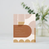 Moderne Formen und Linie Terracotta und Gold Save The Date (Stehend Vorderseite)