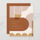 Moderne Formen und Linie Terracotta und Gold Save The Date (Vorne/Hinten)