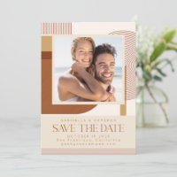 Moderne Formen und Linien Terrakotta Foto-Hochzeit