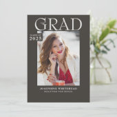 Moderne Foto Abschluss Ankündigung Grau (Stehend Vorderseite)