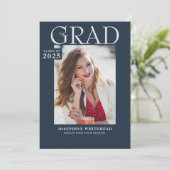 Moderne Foto Abschluss Ankündigung Navy Blue (Stehend Vorderseite)