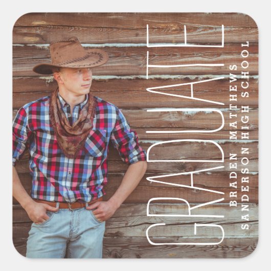 Moderne Foto Abschluss Labels Quadratischer Aufkleber (Vorderseite)