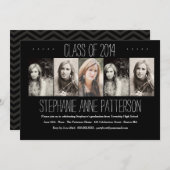 Moderne Foto-Abschluss-Mitteilung |Black des Einladung (Vorne/Hinten)