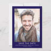 Moderne Foto-Abschluss Navy Blau Save The Date (Vorderseite)