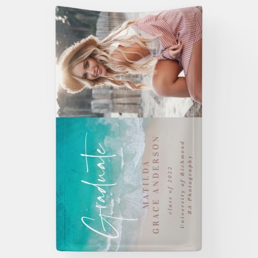 Moderne Foto Abschluss Ocean Beach Skripte Banner (Vertikal)