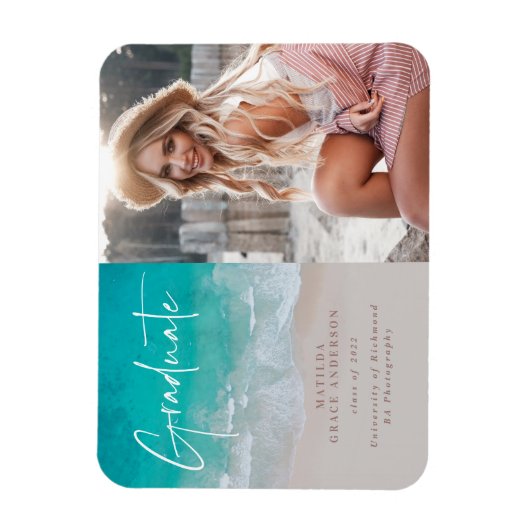 Moderne Foto Abschluss Ocean Beach Skripte Magnet (Vertikal)