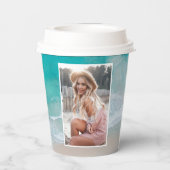 Moderne Foto Abschluss Ocean Beach Skripte Pappbecher (Rückseite)