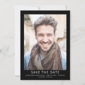 Moderne Foto Abschluss Schwarz Save The Date (Vorderseite)