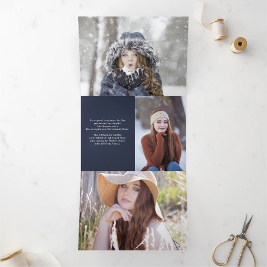 Moderne Foto Abschluss Tri-Fold Ankündigung (Innenseite)