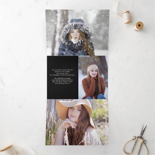 Moderne Foto Abschluss Tri-Fold Ankündigung (Innenseite)