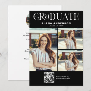 Moderne Foto-Abschlussankündigung QR-Code-Video Ankündigung