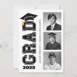 Moderne Foto-Absolventen im Baseball-Stil der Univ Einladung