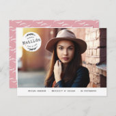 Moderne Foto-Ankündigung + Party einladen Einladungspostkarte (Vorne/Hinten)