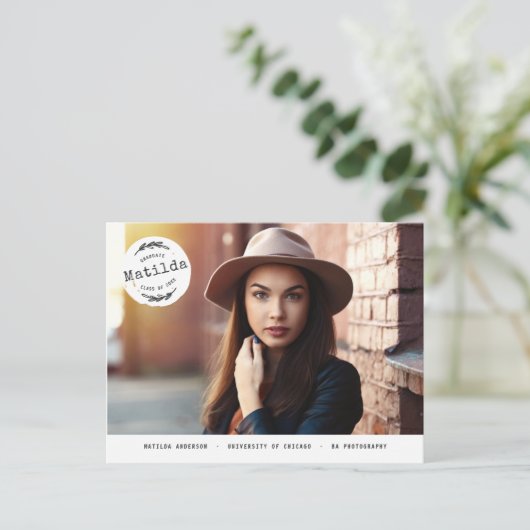 Moderne Foto-Ankündigung + Party einladen Einladungspostkarte (Stehend Vorderseite)