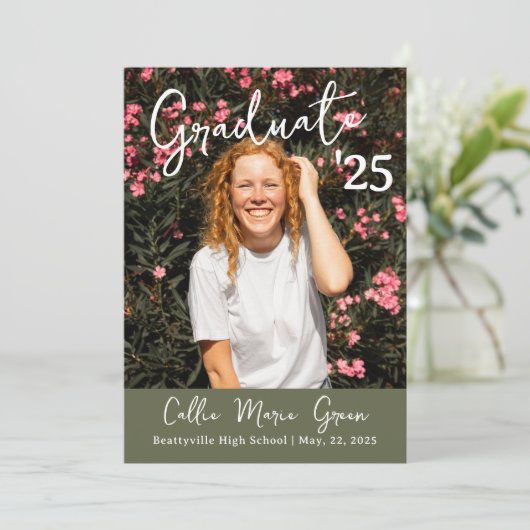 Moderne Foto-Ankündigungskarte für Abschluss Ankündigung (Stehend Vorderseite)