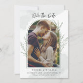 Moderne Foto Arch Script Hochzeit Save The Date (Vorderseite)