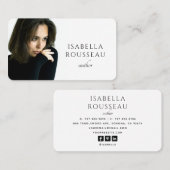 Moderne Foto Author Writer Business Card Visitenkarte (Vorne/Hinten)