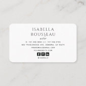 Moderne Foto Author Writer Business Card Visitenkarte (Rückseite)