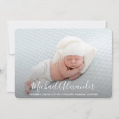 Moderne Foto Baby Birth Ankündigung (Vorderseite)