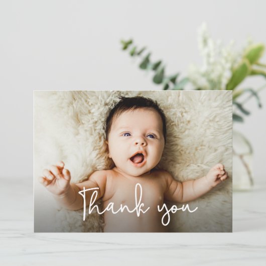 Moderne Foto Babydusche Danke, Birth Ankündigung (Stehend Vorderseite)