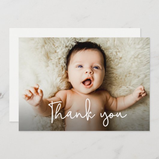 Moderne Foto Babydusche Danke, Birth Ankündigung (Vorne/Hinten)