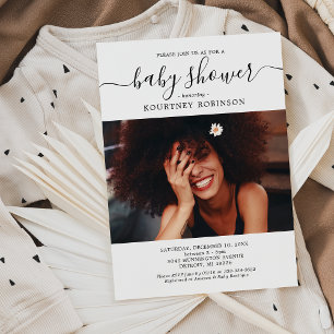 Moderne Foto Babydusche Einladung