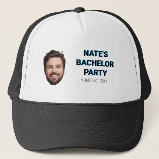 Moderne Foto Bachelor Party Trauzeugen Geschenk Truckerkappe (Vorderseite)