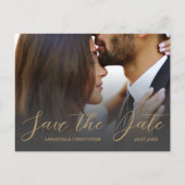 Moderne Foto Black & Gold Save the Date Hochzeit Postkarte (Vorderseite)