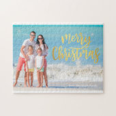 Moderne Foto Blue Ocean Beach Holiday Card Puzzle (Horizontal)
