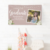 Moderne Foto Blume String Lights Pink Abschluss Banner (Insitu)