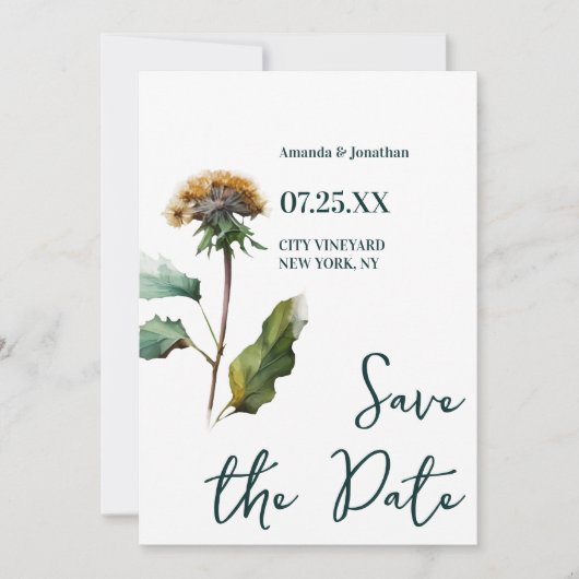 Moderne Foto-Blumenhochzeit rettet das Datum Save The Date (Vorderseite)
