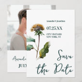 Moderne Foto-Blumenhochzeit rettet das Datum Save The Date (Vorne/Hinten)