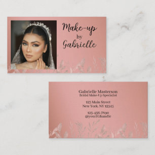 Moderne Foto-Boho-Botanik-Schrift Blush-Pink Visitenkarte
