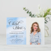 Moderne Foto Bridge ist auf Cloud Nine Brautparty Einladung (Stehend Vorderseite)