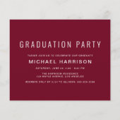 Moderne Foto Burgund Graduierungsparty Einladung (Rückseite)