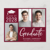 Moderne Foto Burgund Graduierungsparty Einladung (Vorderseite)