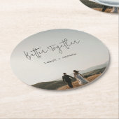Moderne Foto-Chic-Hochzeit Runder Pappuntersetzer (Angewinkelt)