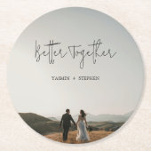 Moderne Foto-Chic-Hochzeit Runder Pappuntersetzer (Vorderseite)