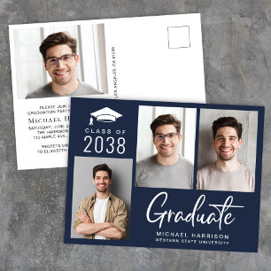 Moderne Foto Class of 2025 Blue Graduation Party Einladungspostkarte