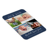 Moderne Foto Collage Baby Boy Ankündigung Blue Magnet (Rechte Seite)