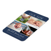 Moderne Foto Collage Baby Boy Ankündigung Blue Magnet (Linke Seite)