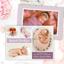Moderne Foto Collage Birth Announccard